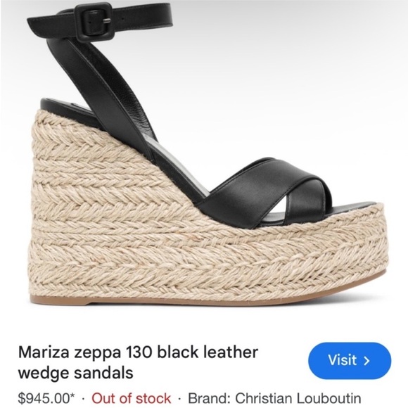 Christian Louboutin Mariza 130 NWT black leather wedges RETAIL 945 - Picture 3 of 10